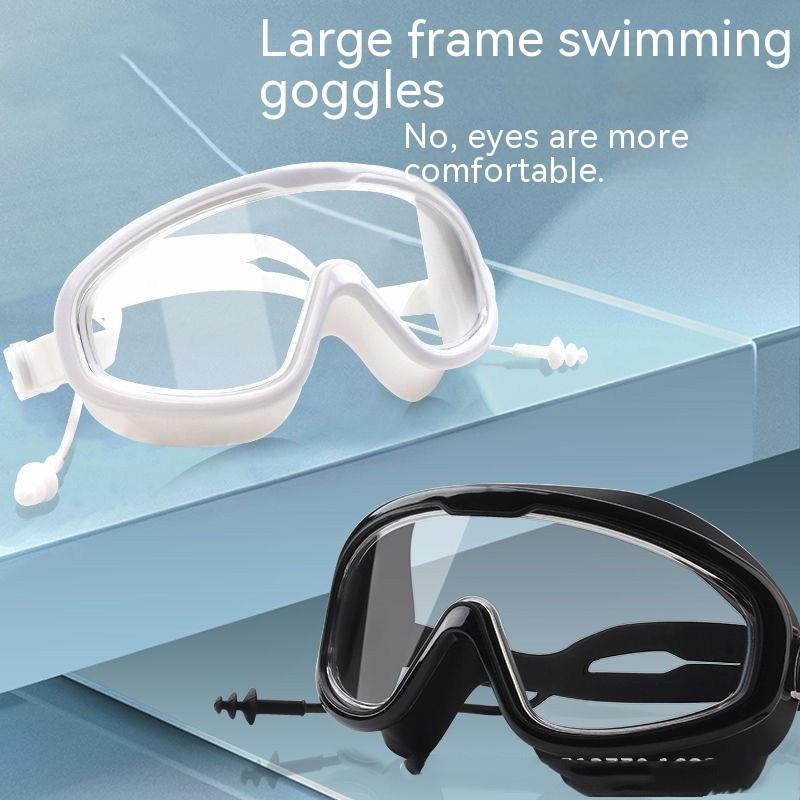 Swimming Goggles Large Frame Anti-fog HD Glasses Sports DealSniper.net