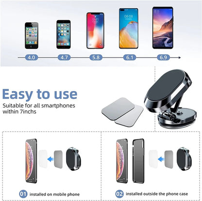 Rotate Metal Magnetic Car Phone Holder Foldable Universal Vehicle Gym From House