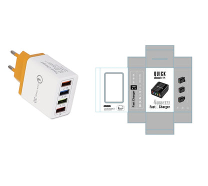 USB Charger Quick Charge 3.0 4 Phone Adapter Electronics DealSniper.net EU Orange and box Q1pc