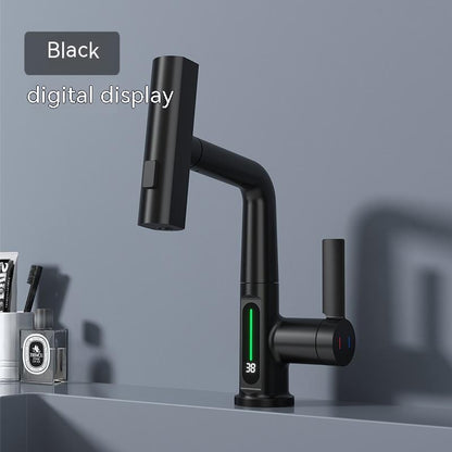 Intelligent Digital Display Faucet Pull-out Basin Faucet House DealSniper.net Black Digital Display