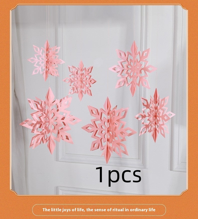 Christmas Decorations 3D Mini Flag Scene Show Window Pendant Holidays DealSniper.net Pink 1PCs