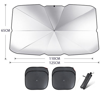 Foldable Car Windshield Sun Shade Umbrella UV Protection Vehicle DealSniper.net Coated silver Small with 4pcs mesh
