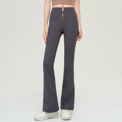 High Waist Zipper Bell-bottom Trousers For Women Slimming Women Gym From House Grey L