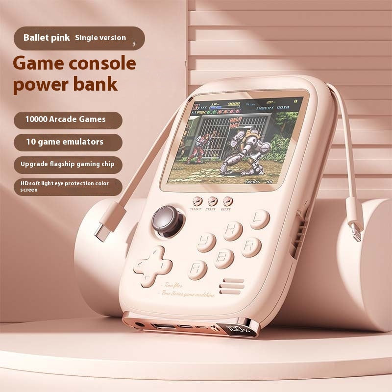 Handheld Game Console Power Bank Two-in-one Portable With Cable Kids dealsniper-net Pink Singles