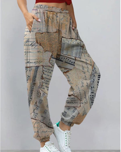 Women's Harem Pants Print Yoga Boho Sports Trousers With Pockets