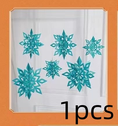 Christmas Decorations 3D Mini Flag Scene Show Window Pendant Holidays DealSniper.net Lake Blue 1PCs