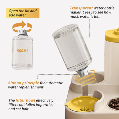 Fully Automatic 2 in 1 Cat Food Dispenser Integrated Water Pets dealsniper-net