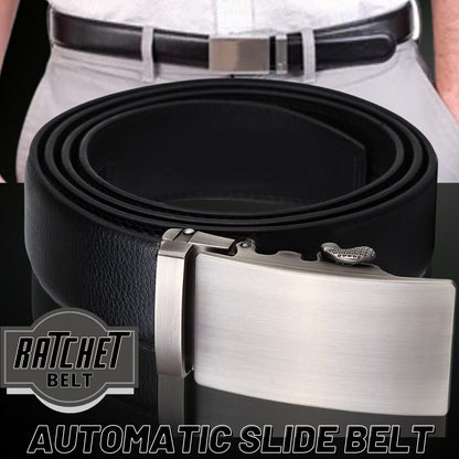 Microfiber Leather Mens Ratchet Belt, Belts For Men Adjustable Automatic Buckle Men dealsniper-net Black Ratchet Belt