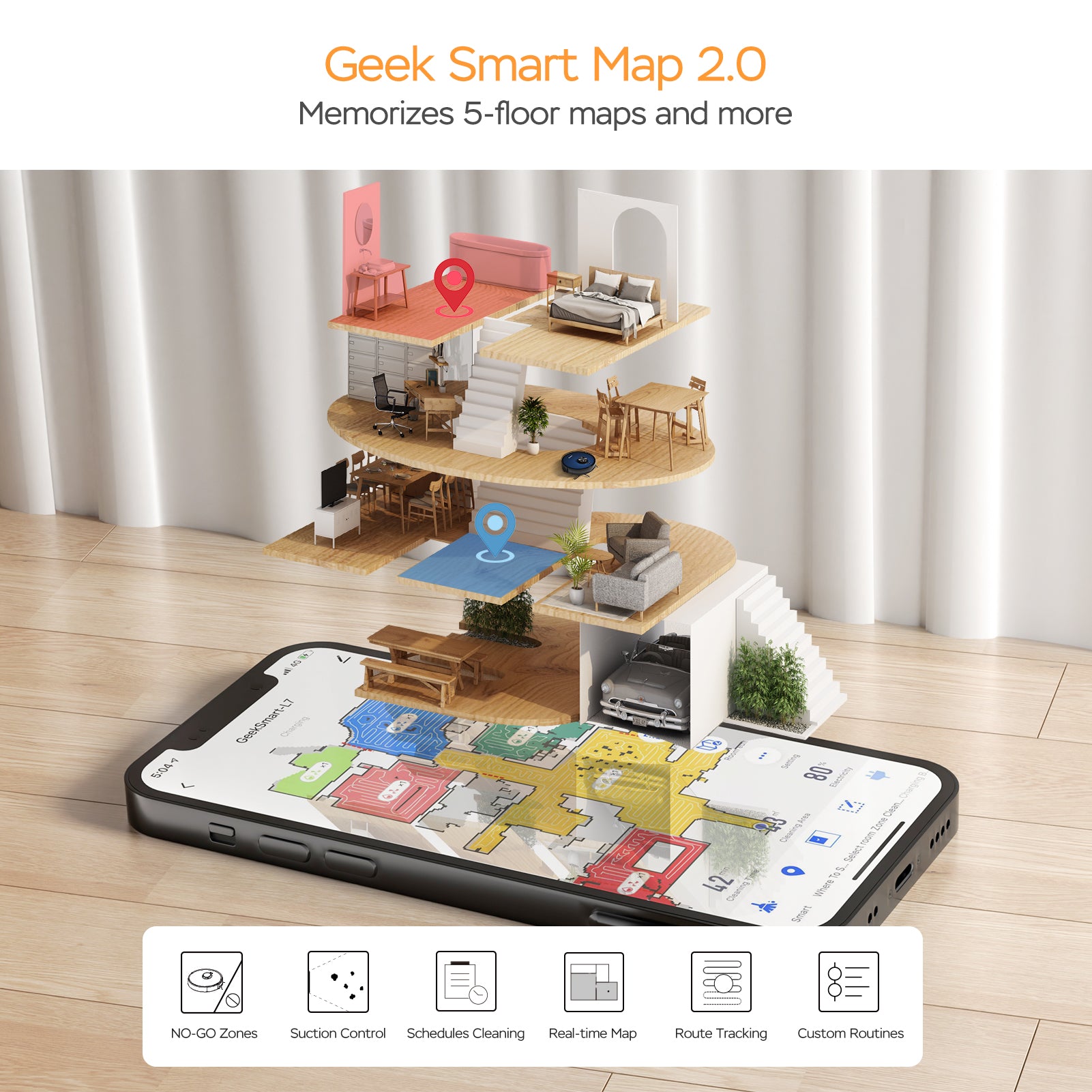 Geek Smart L7 Robot Vacuum Cleaner And Mop, LDS Navigation Home dealsniper-net