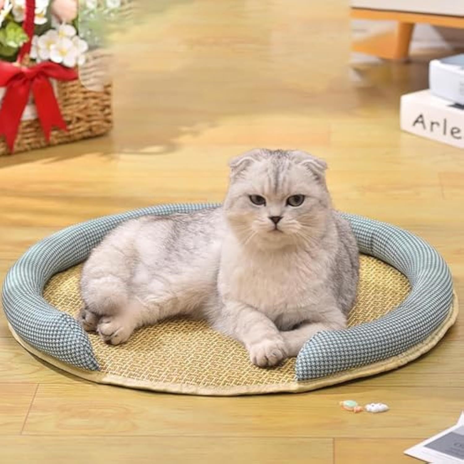 Cooling Mat For Cats - Rattan Pet Bed With Breathable Cushion And Summer Mattress Pets dealsniper-net