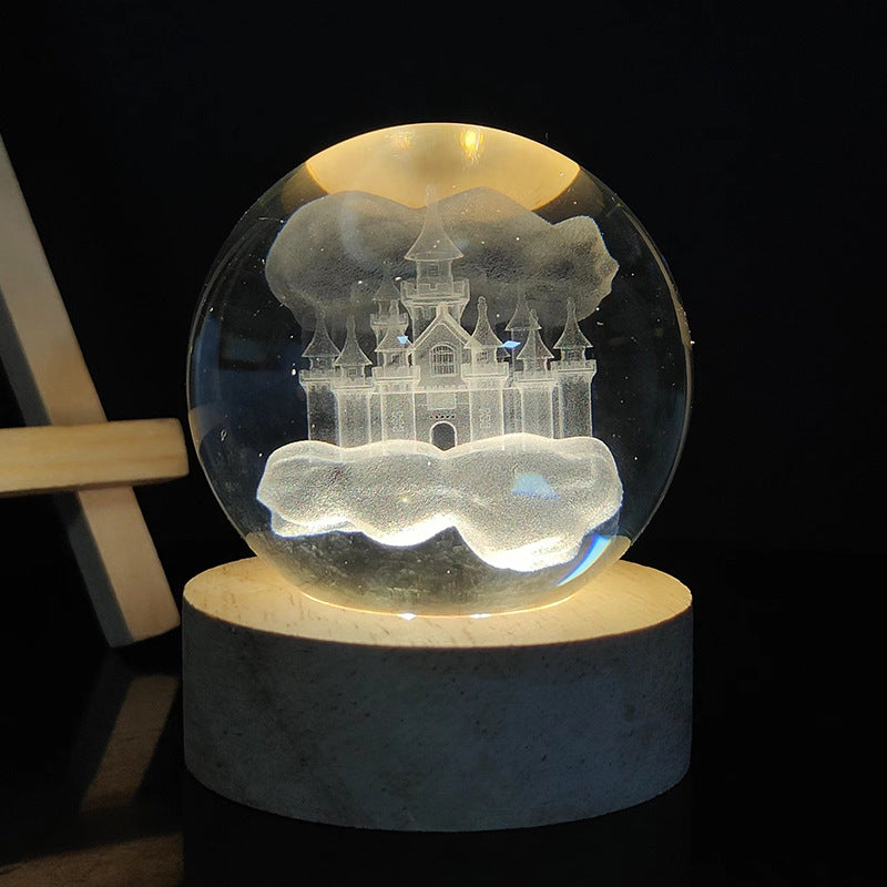 Usb Plug-in Luminous Crystal Ball Night Light Home Decor Gym From House Castle Usb Plug In