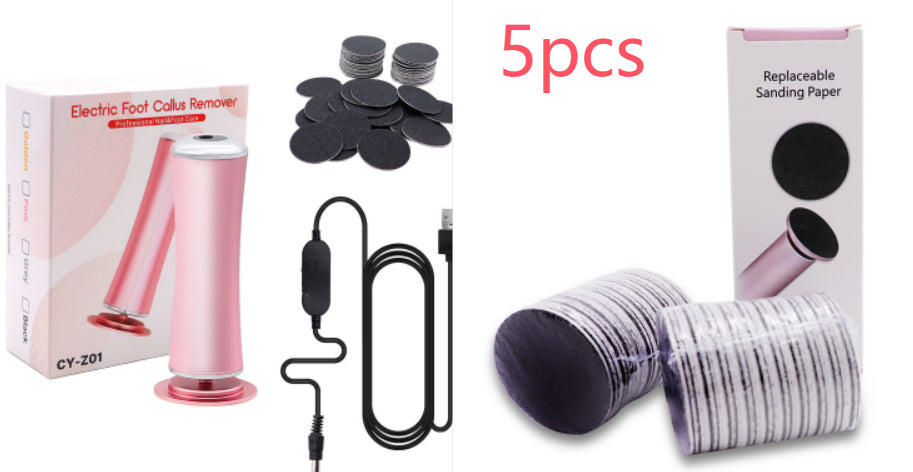 Electric Foot Callus Remover Foot Care File Heels Dead Skin Beauty Gym From House Pink set No