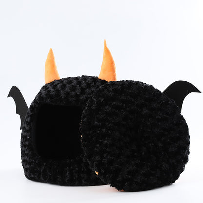 Halloween Little Devil Pet Nest Short Plush Fully Enclosed Warm Holidays dealsniper-net Little Devil Pet Nest