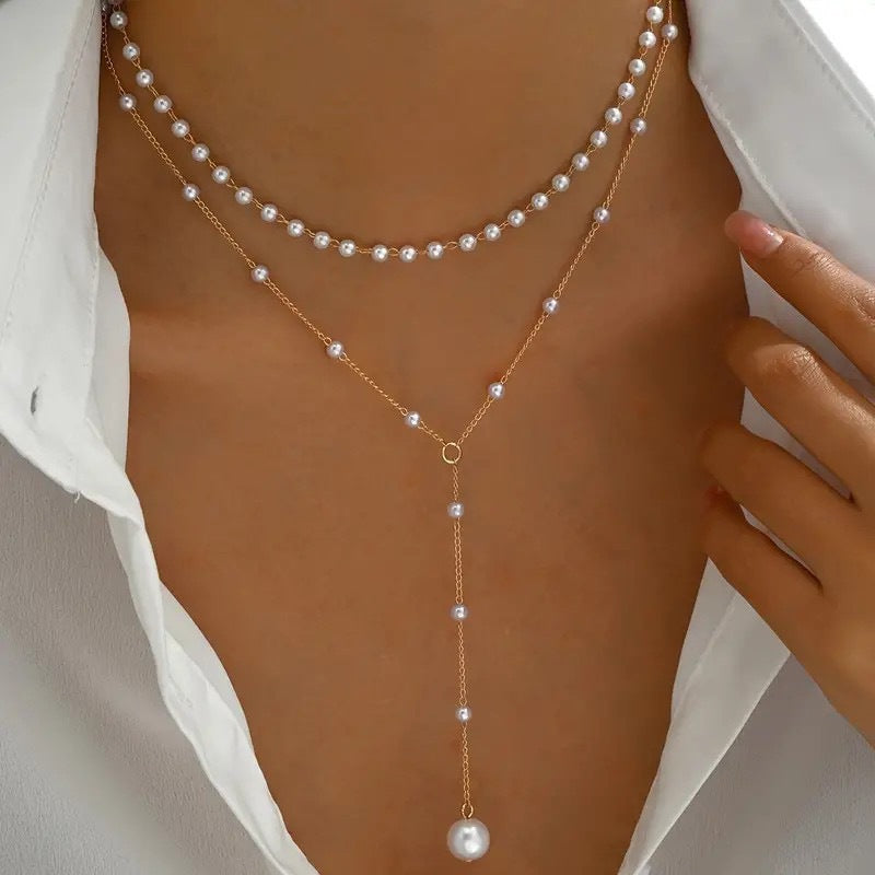 Pearl Double Layer Twin Pearl Necklace Jewelry Gym From House