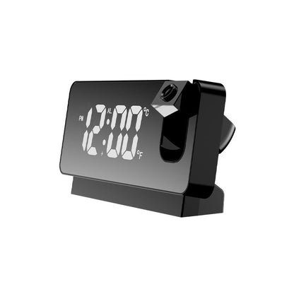 New 3D Projection Alarm Clock LED Mirror Clock Display House DealSniper.net Black shell red light USB