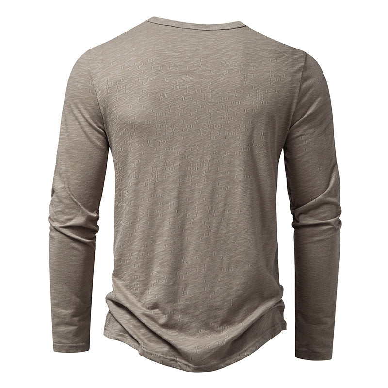 Men's Long-sleeved T-shirt Fashion Casual Solid Color Men Gym From House
