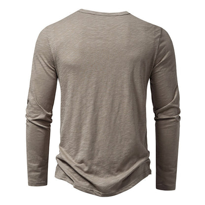 Men's Long-sleeved T-shirt Fashion Casual Solid Color Men Gym From House