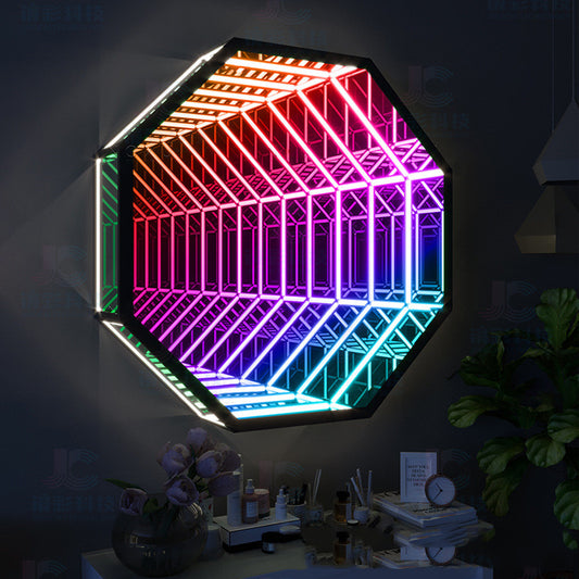 Modern Creative Abyss Melaleuca Mirror Colorful Wall Lamp Octagon Home Decor dealsniper-net