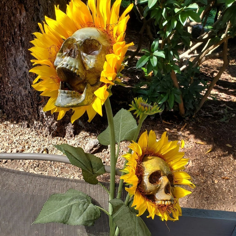 Skull Sunflower Halloween Decoration Garden Simulation