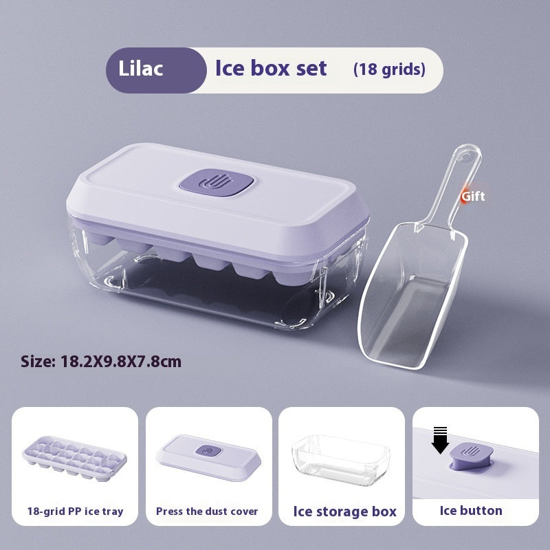 32 Grid Silicone Ice Cube Tray Mould With Lid Shovel Storage Box Kitchen DealSniper.net Lilac Purple Small Size