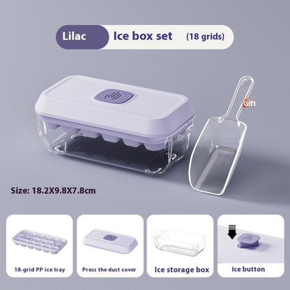 32 Grid Silicone Ice Cube Tray Mould With Lid Shovel Storage Box Kitchen DealSniper.net Lilac Purple Small Size