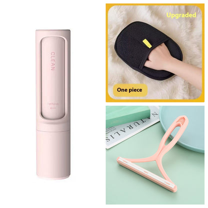 2-1 Reusable Pet Hair Remover Brush Lint Roller Portable Brush Beauty dealsniper-net Pink Set
