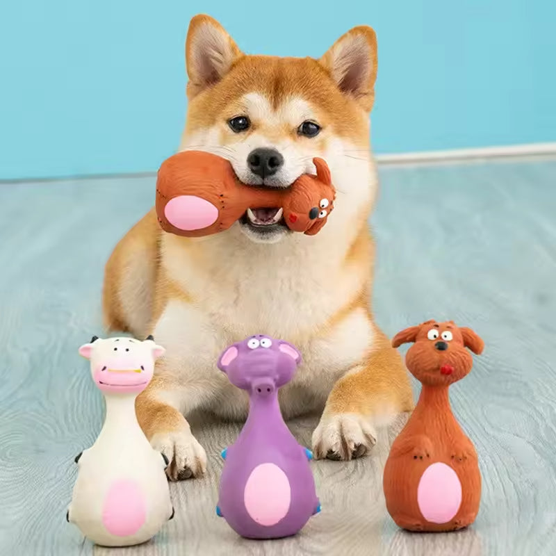 4pcs Cute Latex Dog Chew Toys With Sound Interactive Biting Toys Pets Gym From House Multicolor