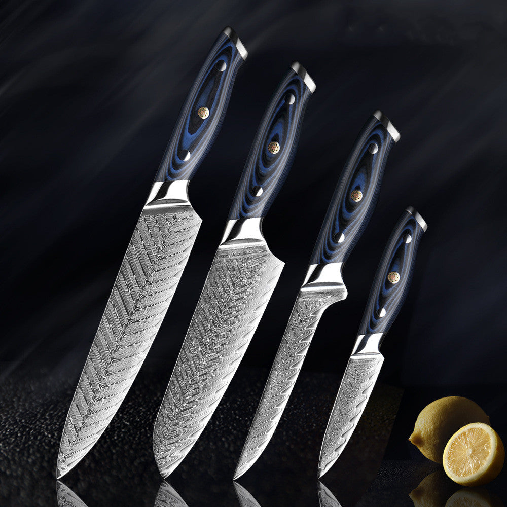 Damascus knife set kitchen stainless steel Kitchen dealsniper-net Four piece suit