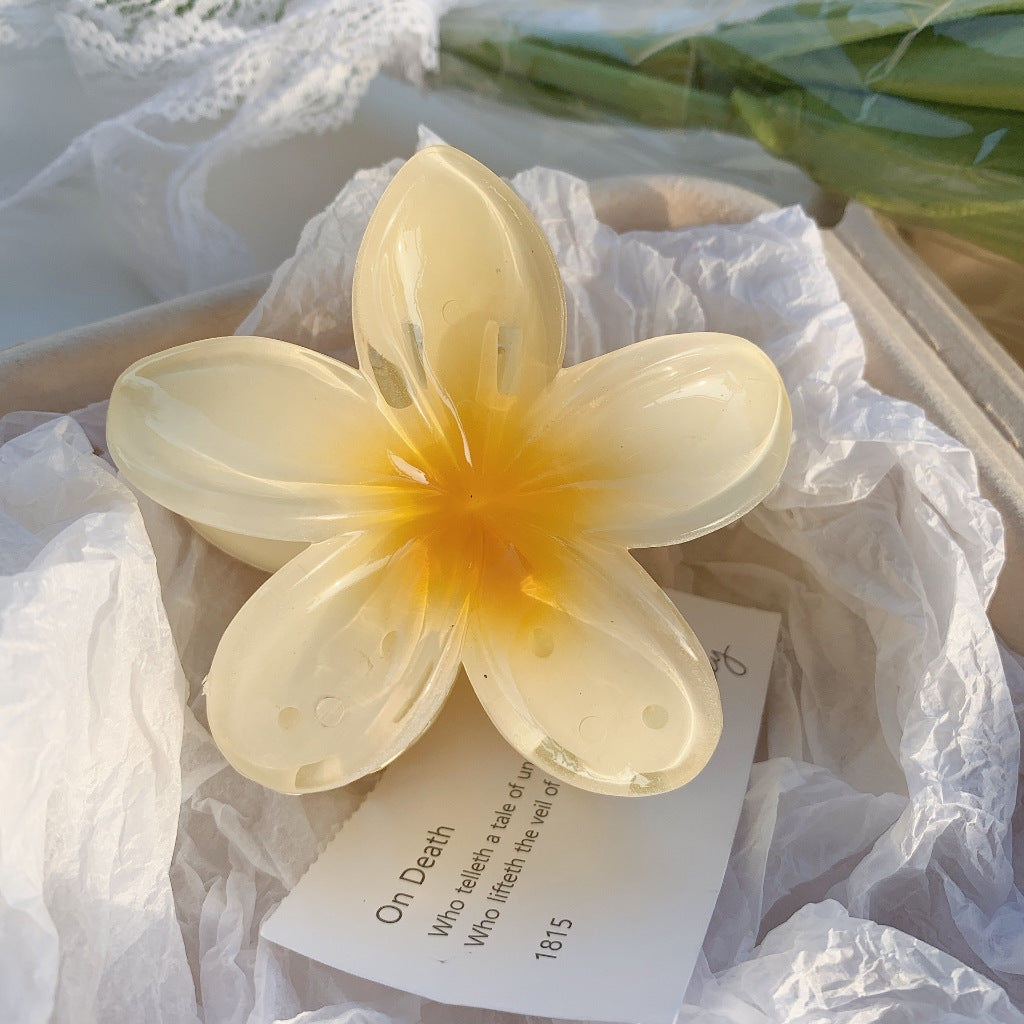 High Sense Plumeria Rubra Seaside Holiday Barrettes Beauty DealSniper.net 1 Yellow Plumeria Rubra 8cm 1PC