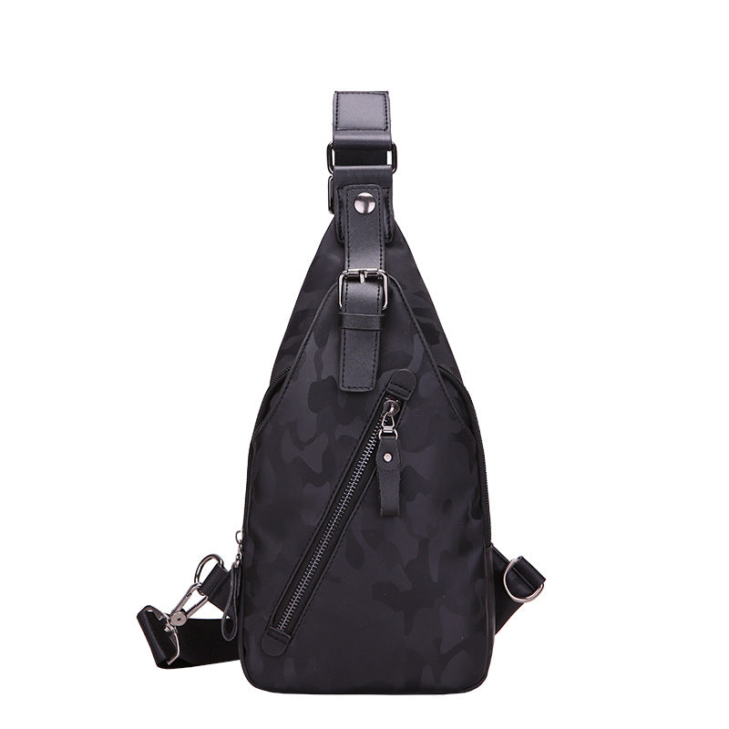 Camouflage waterproof Mens single shoulder bag Korean male Bag Satchel tide back chest chest pack wrapping motion explosion Men DealSniper.net Black