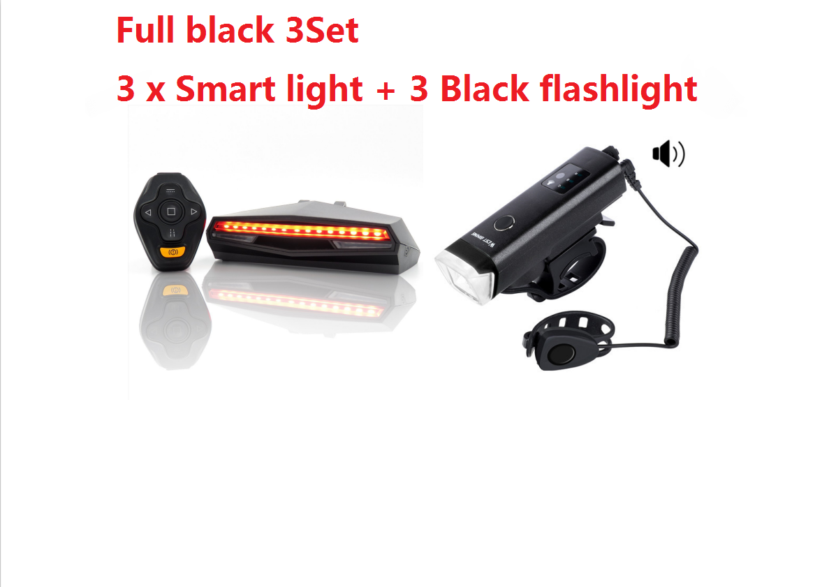 Smart mountain bike tail light Outdoor dealsniper-net Full black 3Set