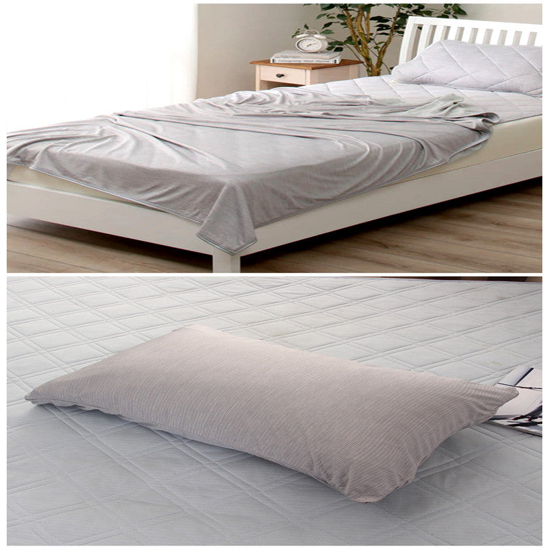 Cooling Blanket Cooling Fiber Absorb Heat Washable Cover House DealSniper.net Grey set 140x190cm