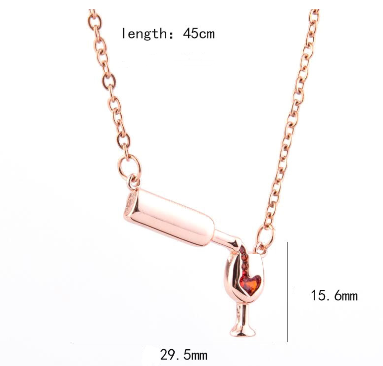 Wine Bottle Cup Pendant Necklace For Women Girls Wine Glass Jewelry dealsniper-net