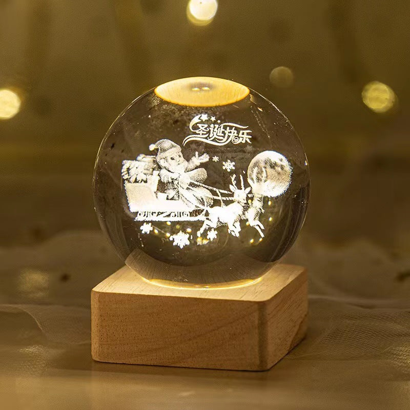 Luminous Starry Sky And Planets Moon Moon Crystal Ball Holidays DealSniper.net Solid Wood Lamp Holder Happy 6cm Crystal Ball