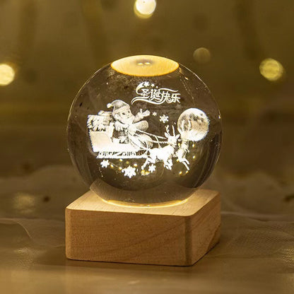 Luminous Starry Sky And Planets Moon Moon Crystal Ball Holidays DealSniper.net Solid Wood Lamp Holder Happy 6cm Crystal Ball