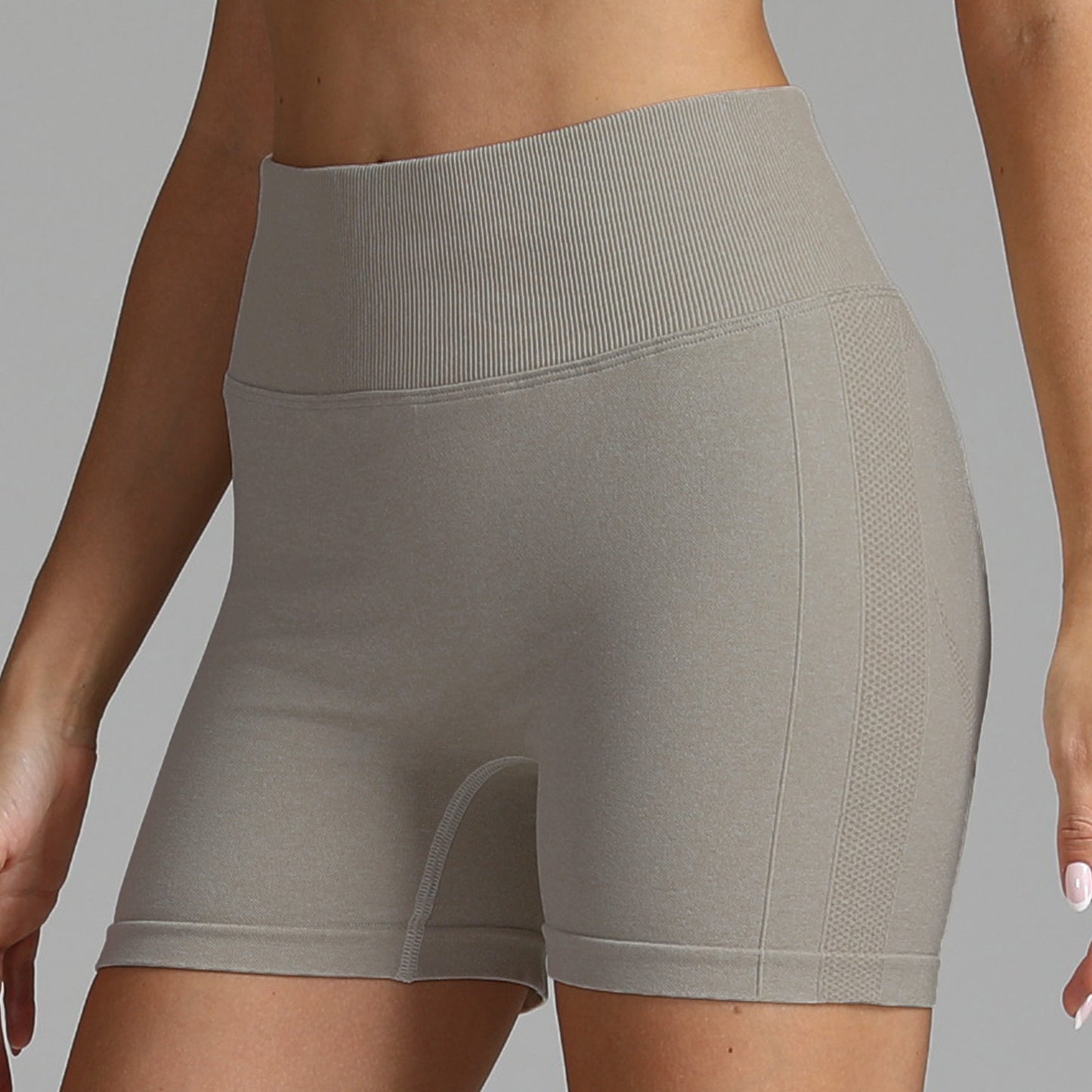 Seamless Yoga Shorts Women Solid Color High Waist Hip-lifting Women dealsniper-net Khaki L