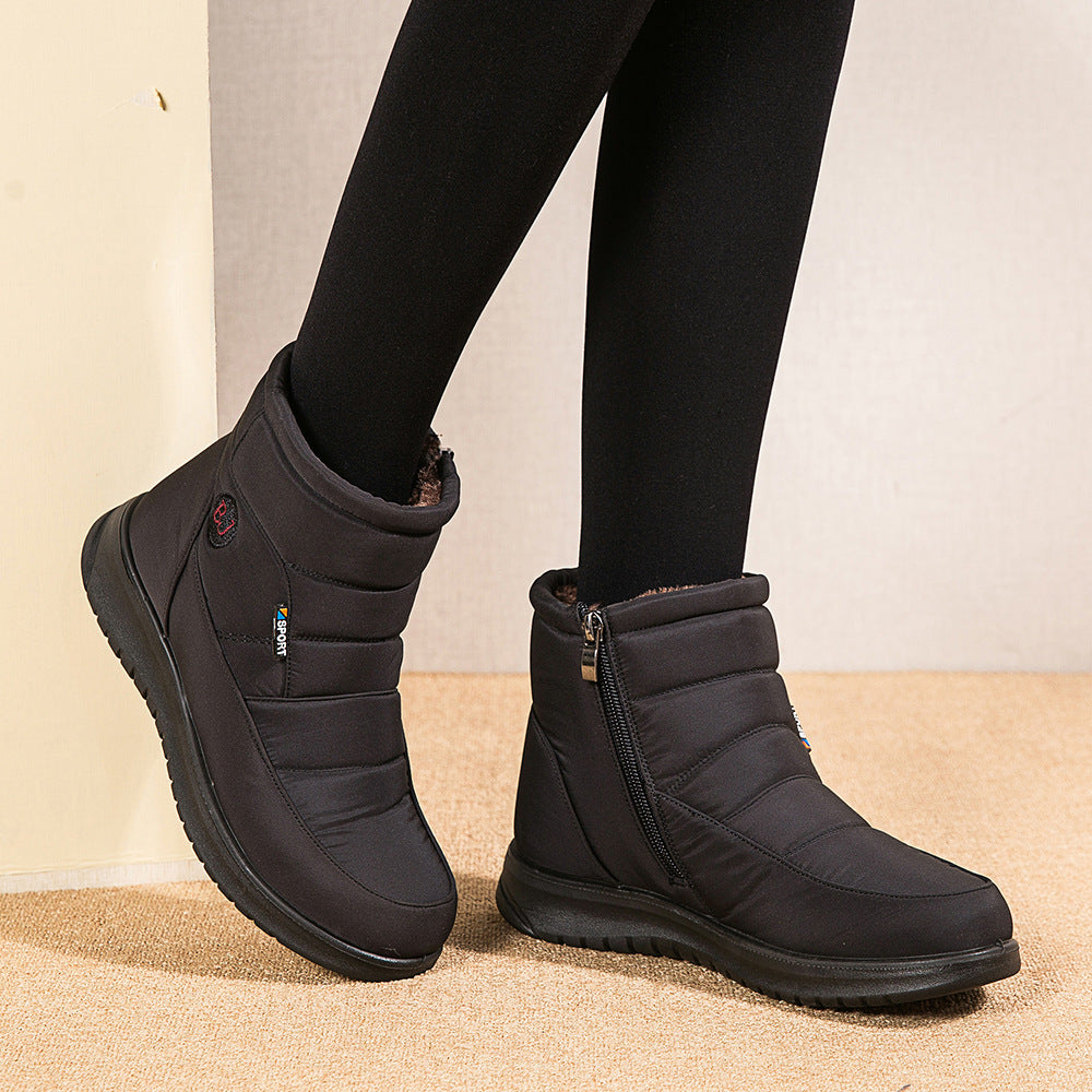 Ankle Boots For Women Non-slip Waterproof Snow Boots Flat Heels Warm Shoes Women dealsniper-net Black Size36