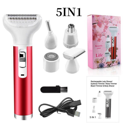 Portable Electric Razor For Women Body Nose Hair Trimmer Beauty dealsniper-net Rose Red USB