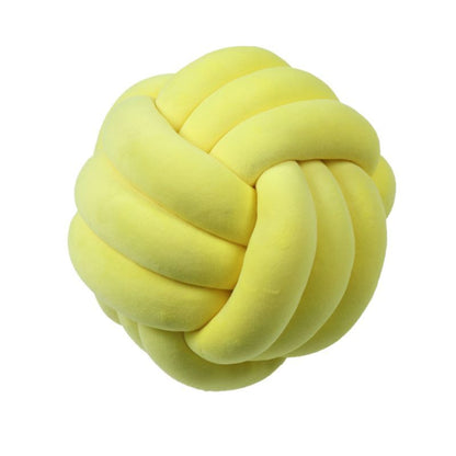 Knotted Plush Ball Design Round Throw Pillow House DealSniper.net Light yellow 20cm