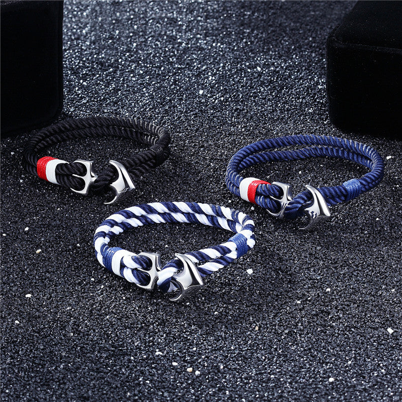 High Quality Anchor Bracelets Men Charm Rope Chain Jewelry dealsniper-net