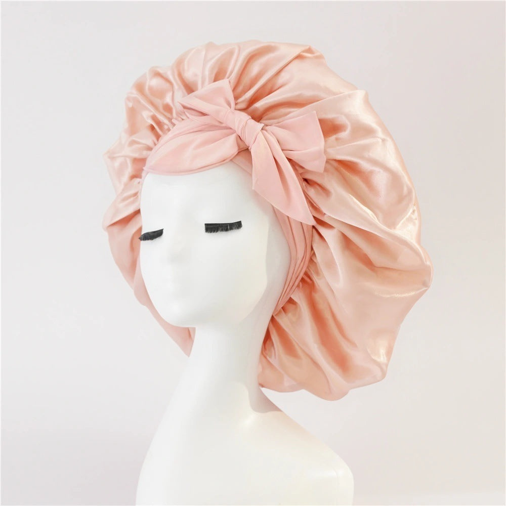 New Silk Bonnet For Sleeping Women Satin Bonnet Hair Bonnet Beauty dealsniper-net Apricot