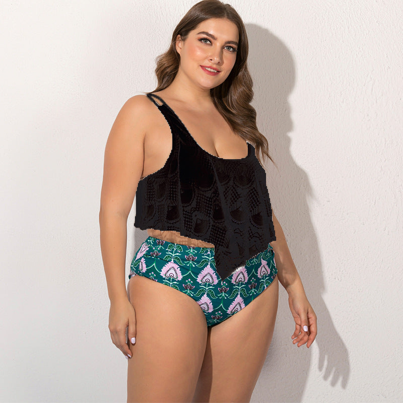 Women's Split Plus Size Bikini Women dealsniper-net Black 3XL