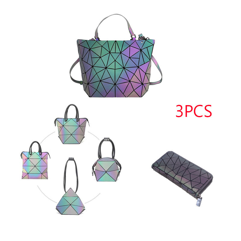 Luminous Makeup Bag Lattice Design Geometric Bag Women dealsniper-net P