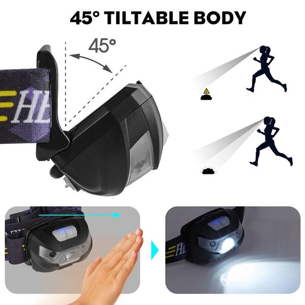 LED Headlamp 3000LM Mini Body Motion Sensor Outdoor dealsniper-net