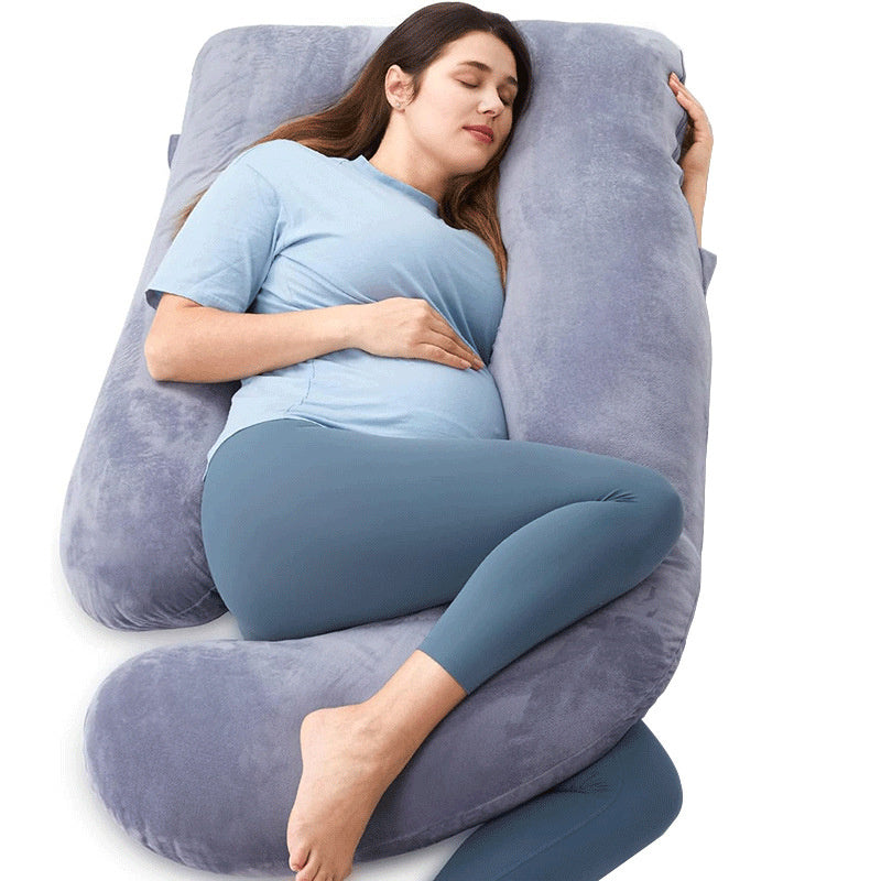 Maternity Pillow Waist Support Side Sleeping Slope Pillow J-type Health DealSniper.net Grey 65x90x175cm
