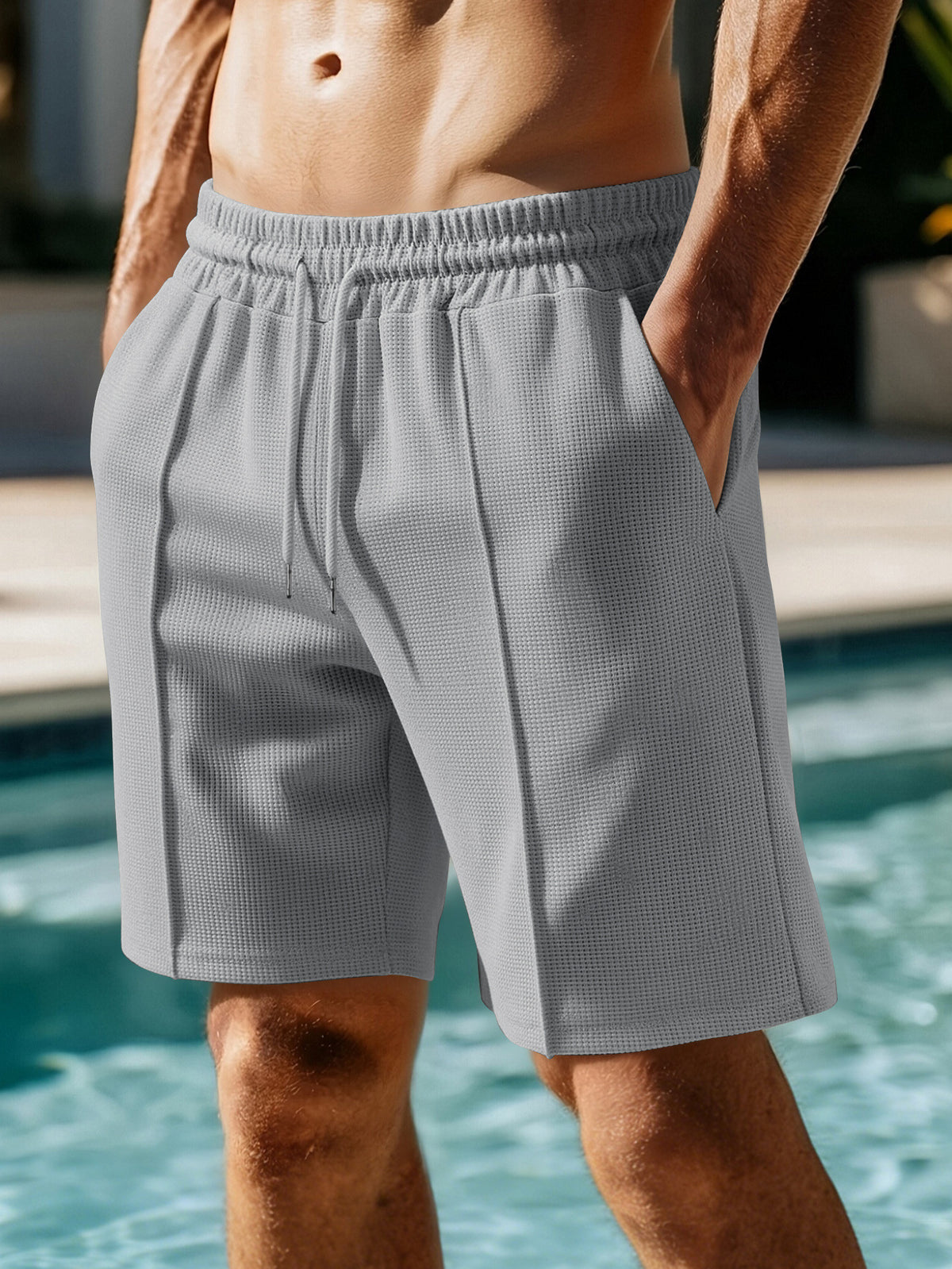 Men's Five-Piece Waffle Pattern American Heavyweight Trendy Men Gym From House Gray 2XL