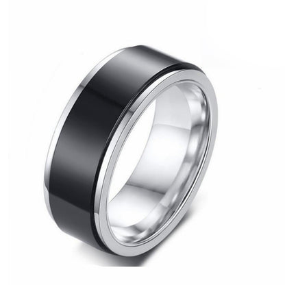 Personality Ring Titanium Steel Hip Hop Simplicity Jewelry dealsniper-net Black and white US No.06