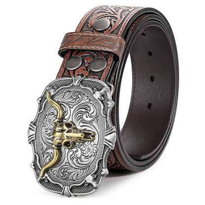 Cross-Border Western Cowboy Retro Bull Head Men's Belt Men Gym From House