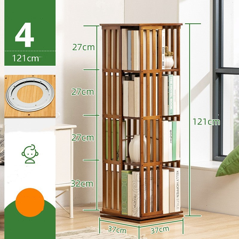 Wooden Horse Person Rotating Bookshelf Floor Lockers Simple House dealsniper-net Brown Four storey