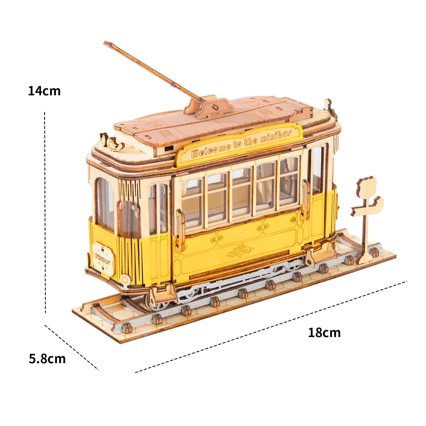 Robotime Rolife Vintage Tramcar Model 3D Wooden Puzzle Toys for Chilidren Kids Adult Christmas Birthday GiftsTG505 Dropshipping